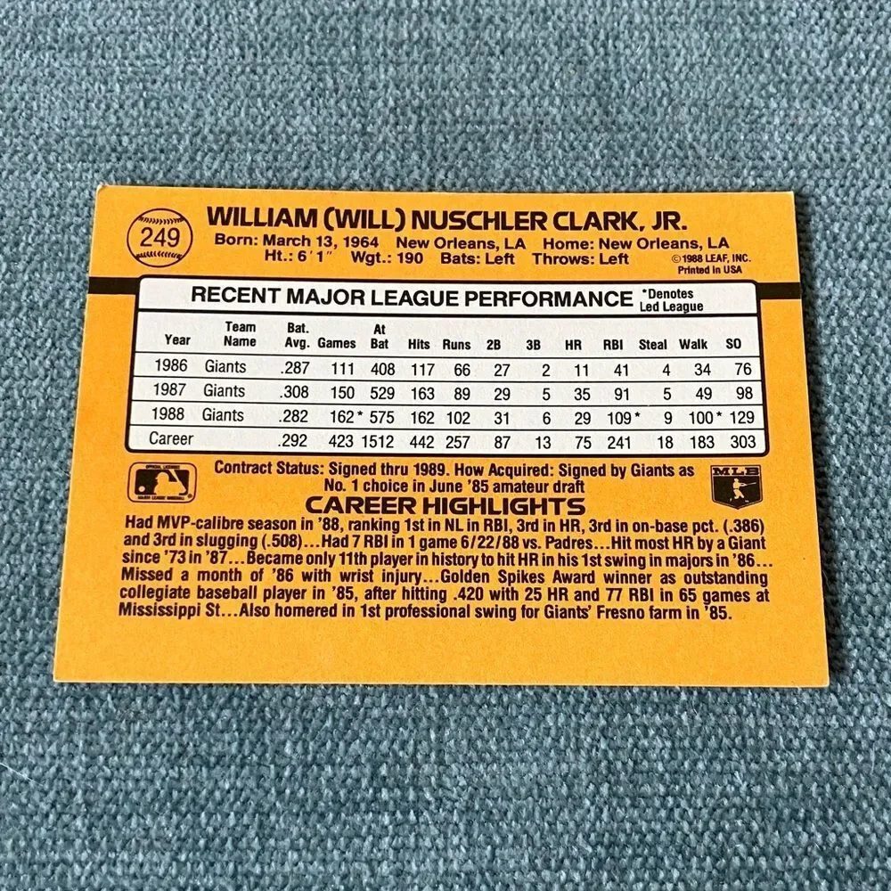 1989 Donruss San Francisco Giants Baseball Card Trading Card